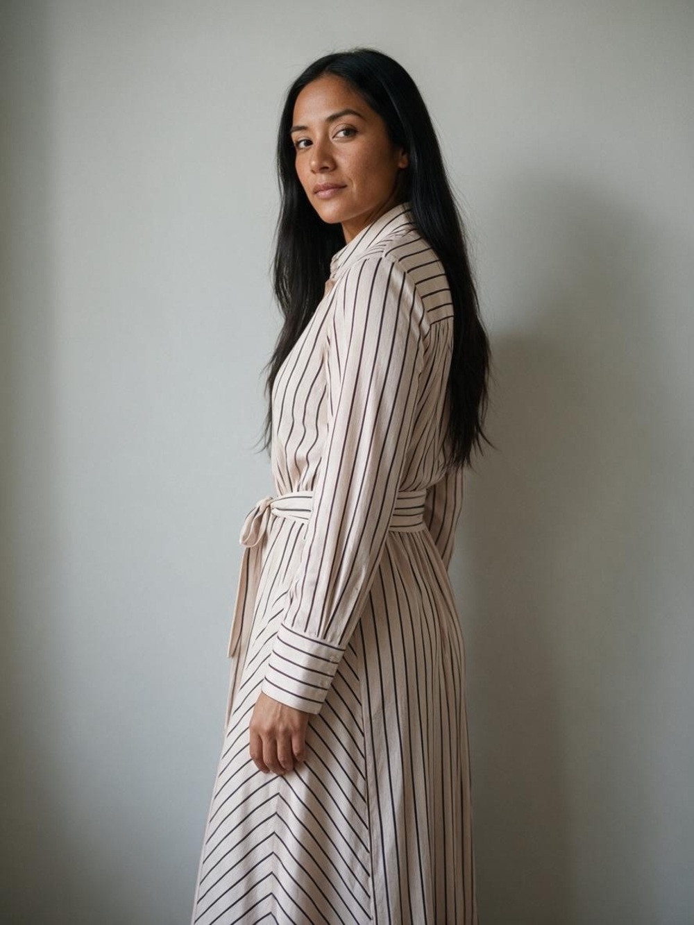 NEW White House Black Market Pink and Black Striped Tie-Waist Maxi Dress Size 14